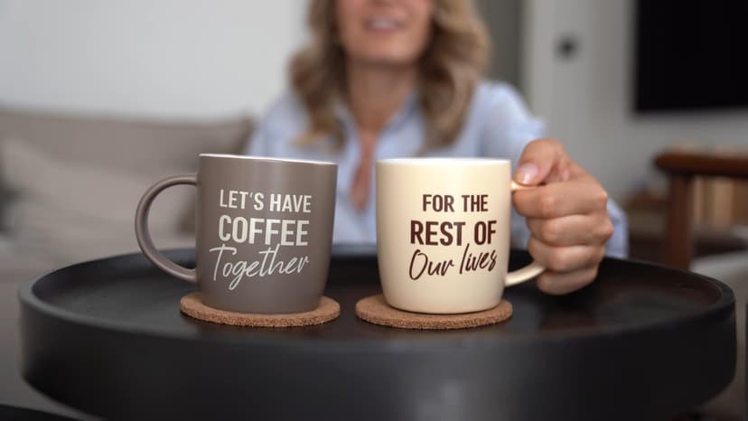Engagement Wedding Gifts for Couple, Bride & Groom, Newlywed, Bridal Shower, His and Hers, Mr and Mrs, Christmas, Valentine's Triple Gifffted Lets Have Coffee Together Mug Set For Couples, 13oz Ceramic B0DP5GFK31