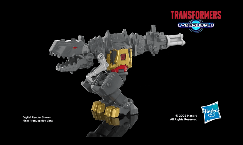 Transformers Cyberworld Grimlock Chomp & Battle 9-Inch Action Figure, Quick Change to Dino Mode, Robot Toys for Boys & Girls 6+ Years