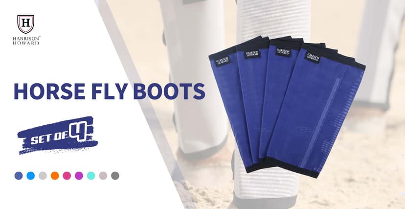 Harrison Howard Loose Fitting Fly Boots UV-Protective Extra Tough Mesh Ventilated Four Fasteners Stay-on Design Protect Horse Legs & Stomp-Reducing Set of 4 Magenta Large