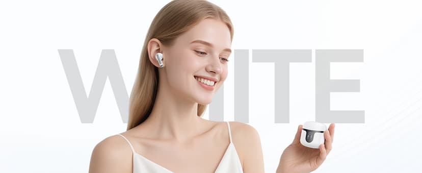 BHNYBWUL Wireless Earbuds, Bluetooth Headphones 5.4 Stereo 50 Hour Playback Ear Buds with LED Display and with ENC Noise Cancelling Mic Wireless Earphones, for Phone, Tablet, Laptop, Sports, White