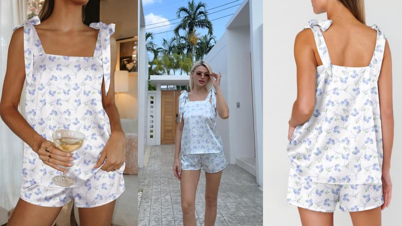 Cute Bridal Pjs, 2 Piece Cami and Shorts Sleepwear for Wedding Day, Bridal Shower, Bachelorette Party, Honeymoon Gifts Ekouaer Womens Silk Pajama Set Bow Tie Knot Tank Top Satin Pjs Sets XS-3XL B0G5PHTL86