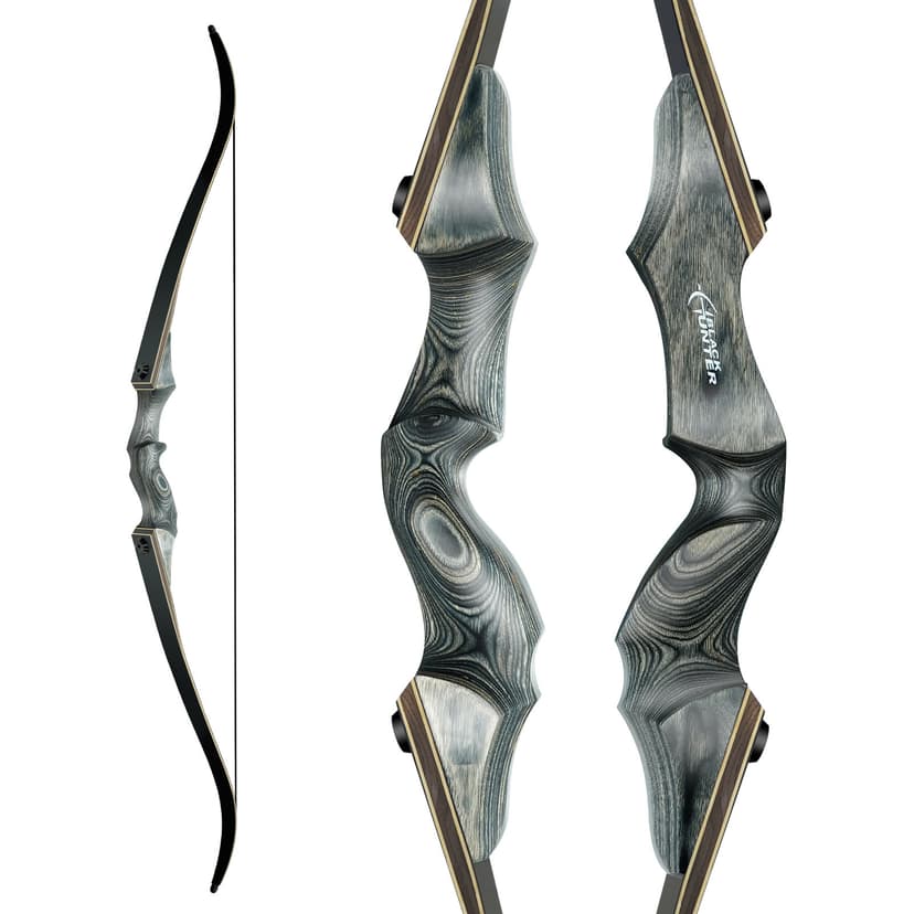 Black Hunter Takedown Recurve Bow, 60" Right Handed & Left Handed Archery Recurve Bows with Ergonomic Design for Adults Beginners to Advanced Outdoor Practice & Hunting (25-60 lbs)