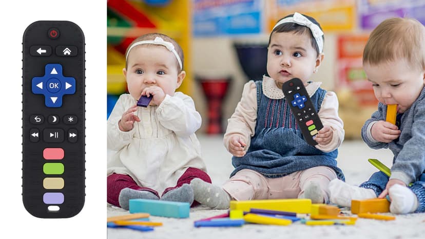 TV Remote Control Shape Teething Relief for Infants (Black) Chuya Baby Teether Toy Chew Toys for Babies 3-24 Months B0BYNDL3SW