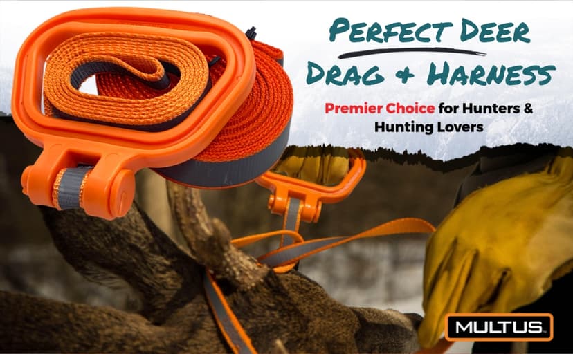 MULTUS Deer Drag Rope & Strap - Heavy Duty Deer Puller for Hunting - Unique Gifts for Hunters, Dad, Men Who Have Everything - Hunting Essentials & Accessories