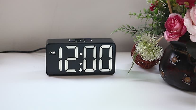 DreamSky Small Digital Alarm Clock for Bederoom, Large Big Numbers Display with Dimmer for Living Room, Electric Bedside Desk Clock with USB Charging Port, Adjustable Volume, USB-C Adapter Powered