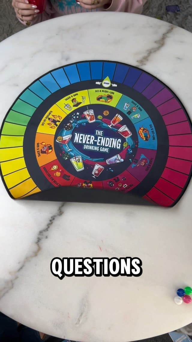 The Never-Ending Drinking Game Board Game For Adults 21+ – Dice & Dare Party Game for 2+ Players, Funny Adult Drinking Game for Parties, Pregames & Birthday Game Night, Spill-Proof Rubber Board