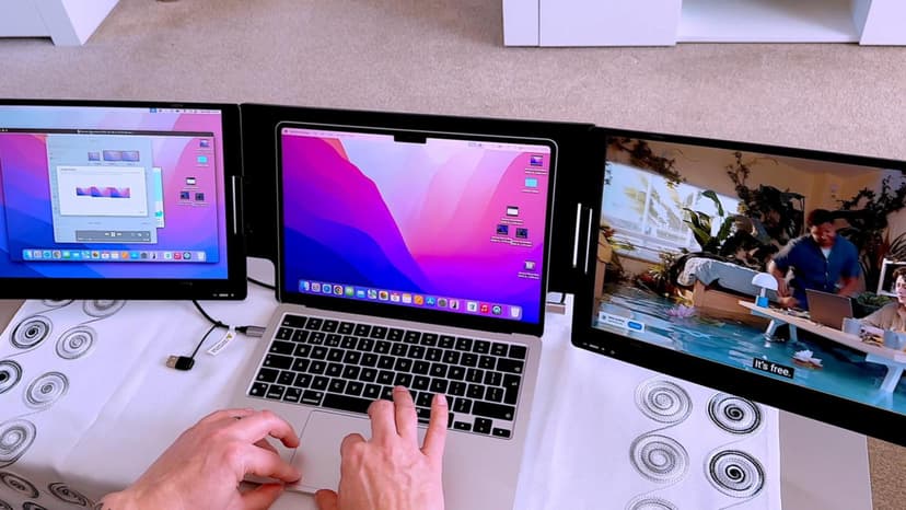 KYY 15.6" Laptop Screen Extender, 1080P FHD IPS Portable Monitor, One Cable USB-C Triple Monitor, Dual Travel Screen for 12"-17'' Laptops, 360° Rotation & Kickstand，X90D (Driver Need)