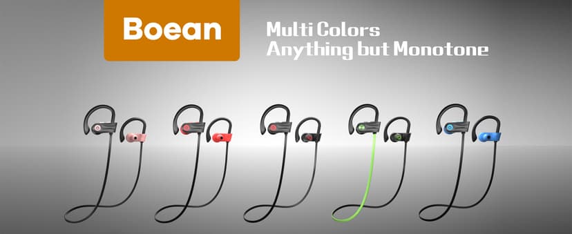 Boean Bluetooth Headphones, Wireless Headphones with 16 Hours Playtime Bluetooth 5.3 Wireless Earbuds HD Deep Bass Stereo Sound Isolation IPX7 Waterproof Earphones for Workout Running Sports