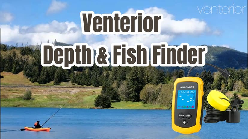 Venterior Portable Wired Fish Finder Ice Kayak Fishing Gear Water Depth Finder Handheld Fishfinder LCD Display Sonar Transducer