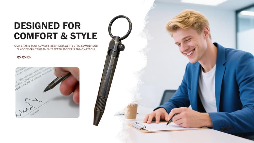 Mini Brass Bolt Action Keychain Pen - Compact 76mm Pocket EDC Writing Tool, Lightweight for Everyday Carry