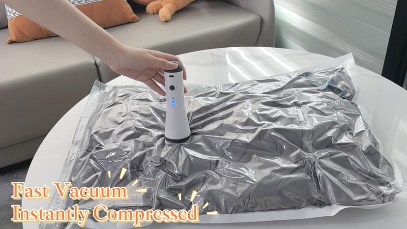 Travel Vacuum Bags with Rechargeable Cordless Air Pump, 12 Pack Vacuum Storage Seal Bags for Clothing(4 Large+4 Medium+4 Small), Compression Packing for Clothes Suitcase Luggage