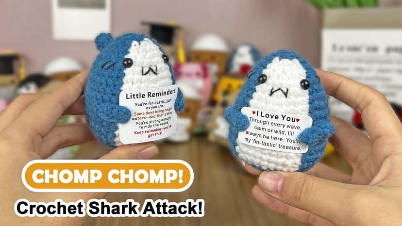 Cute Encouragement Gift for Coworker or Friend Women Men with Support Message Positive Animals Crochet Shark Gift – Mini Emotional Shark Plush B0D2J3GPLD