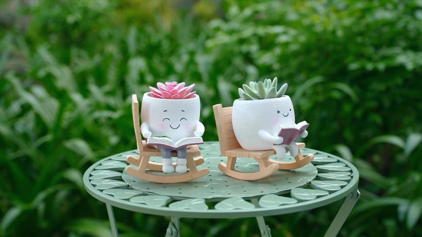 Rocking Chair Smiley Face Planter,Cute Plant Pots for Indoor Outdoor Plants,Succulent Pots with Drainage Hole,Unique Funny Flower Pot for Succulents,Plant Gifts for Mother's Day, Birthday, Christmas B0F59W5CR2