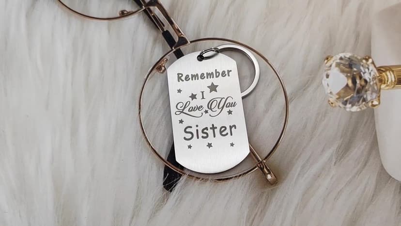 Resdink Sister Gifts for Girl Women - I Love My Sister Mothers Day Birthday Graduation Keychain, Proud of Best Sisters Present