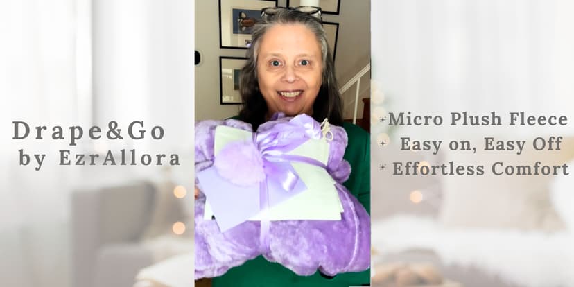 Fleece Poncho Blanket -Drape and Go No Sleeves- Lightweight Wrap Shawl -Wearable Blanket- Gift for Grandma and Mom
