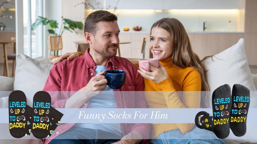 HAPPYPOP Family Gifts for Him - Gifts for New Dad Son Father, Novelty Socks for Men
