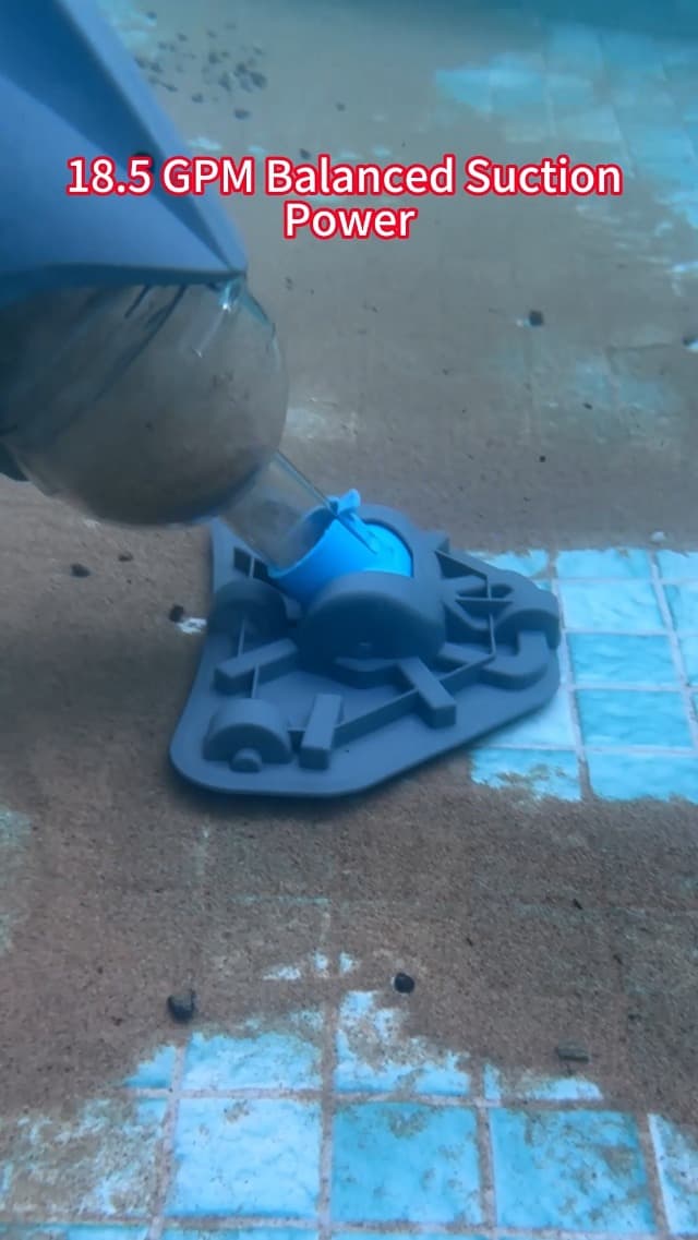 Cordless Pool Vacuum for Above Ground Pool with Telescopic Pole, 18.5 GPM Powerful Suction, Upgraded 60 Mins Runtime, Rechargeable Handheld Pool Cleaner with 2 Brush Heads for Inground Pools