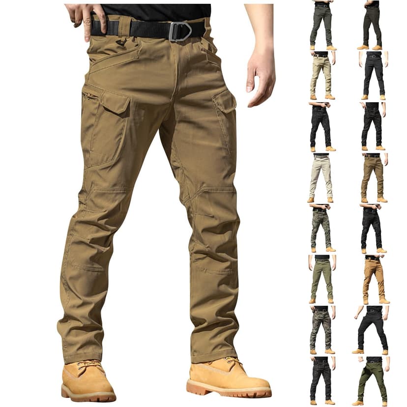 tobchonp Mens Cargo Pants Water Resistant Relaxed Fit Hiking Work Pants Multi Pockets Ripstop Flex Baggy Camo Tactical Pant