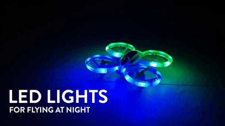 SHARPER IMAGE 2.4GHz RC Glow Up Stunt Drone with LED Lights, Mini Remote Controlled Quadcopter with Assisted Landing, Small Plane for Kids and Beginners, Wireless and Rechargeable