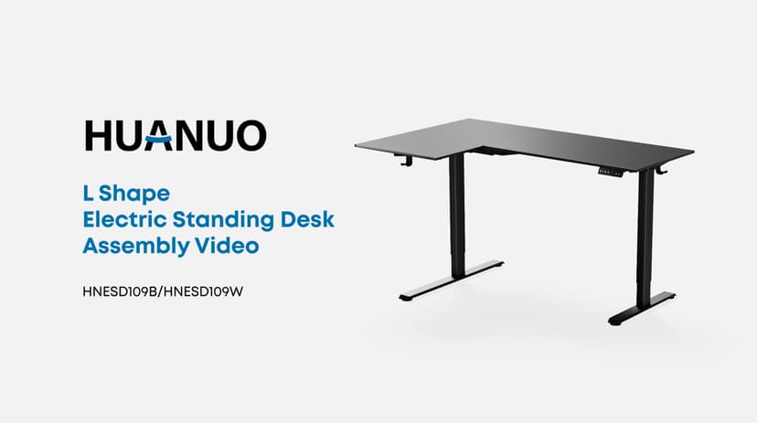 HUANUO L-Shaped Standing Desk, 63 x 40 inch Dual Motor Corner Standing Desk, Electric Height Adjustable Computer Desk with Cable Tray & 3 Preset Heights, Raising Desk for Home Office, White, HNESD109