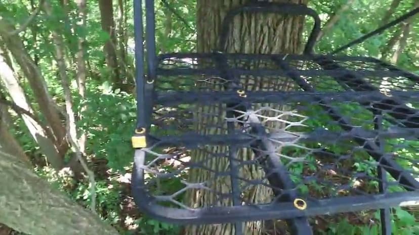 Muddy 2-Person Ladder Tree Stand for Deer Hunting, The Partner, 17' Tall, Black - Adjustable Climbing Treestand with Platform, Straps and Safety Harness for Shooting