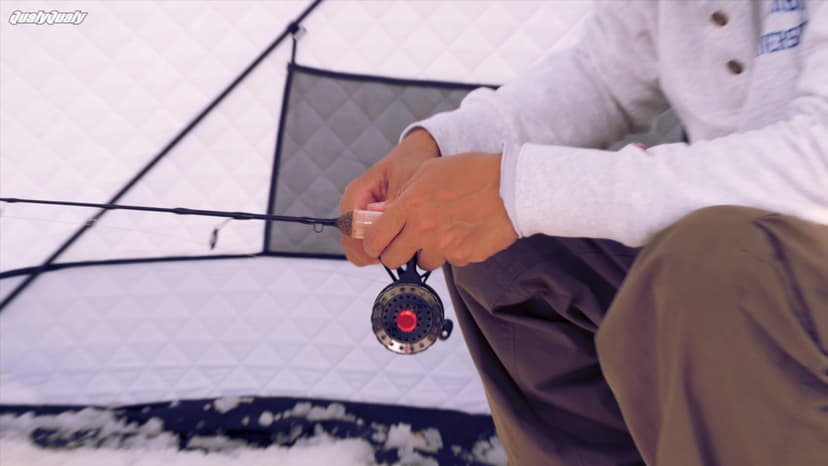 QualyQualy Ice Fishing Rod and Reel Combo 24 inch M/ML Inline Ice Fishing Combos 2 Different Tips for Walleye Perch Panfish and Trout