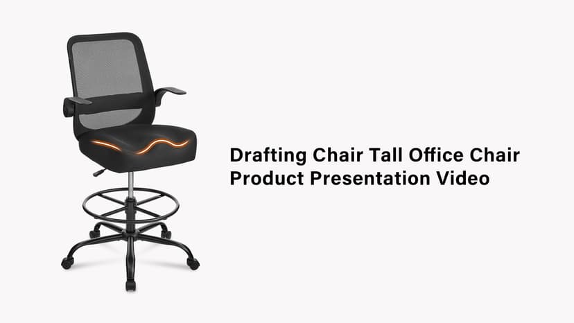 Drafting Chair for Standing Desks, 500LBS Capacity Tall Office Chair with Adjustable Height, Foot Ring, Flip-Up Armrests, Thick Curved Seat for Home Office, Drawing, and Creative Work