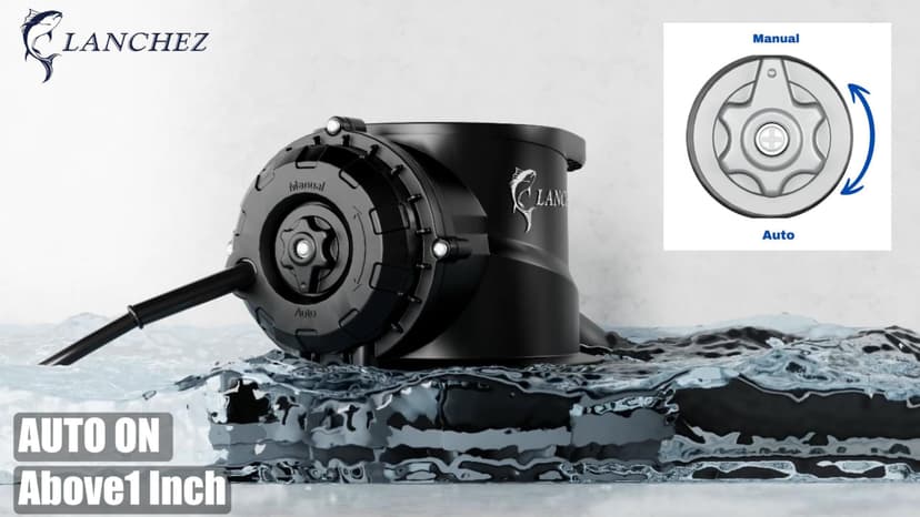 LANCHEZ 1/2HP Automatic Pool Cover Pump, 2250GPH Submersible Water Sump Pump with Check Valve & 3 Adapters, 25ft Power Cord, Removal for Swimming Pool, Hot Tubs, Rooftops and more,Black