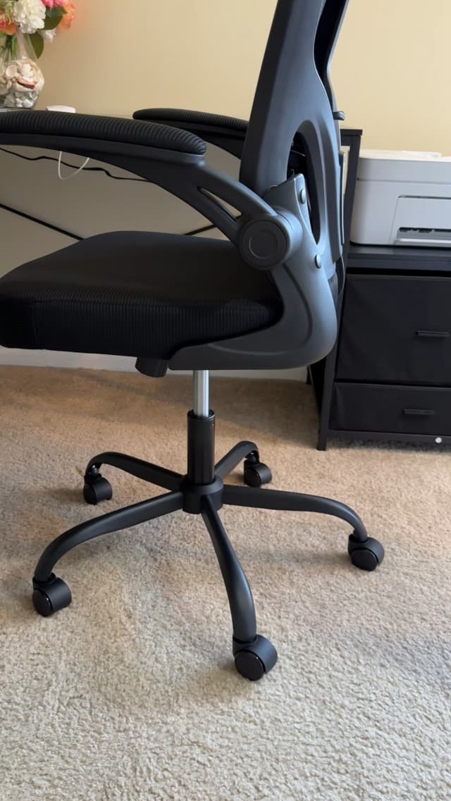 Office Chair Ergonomic Desk Chair, 330LBS Capacity, High Back Computer Chair for Long Hours Comfortable, Rolling Swivel Executive Task Chair for Home Office with Flip-up Armrests, Black