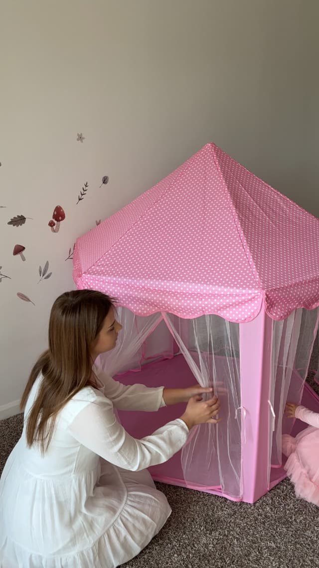 Monobeach Princess Tent Girls Large Playhouse Kids Castle Play Tent with Star Lights Toy for Children Indoor and Outdoor Games, 55'' x 53'' (DxH)