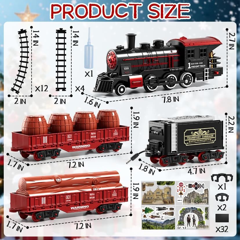 DULONIME Train Set for Toddlers 2-4, Electrical Trains with Track, Smoke, Light, Sound and Scene, Christmas Train Sets for Around The Tree, Christmas Birthday Gifts for Boys Girls 3-8 Years Old