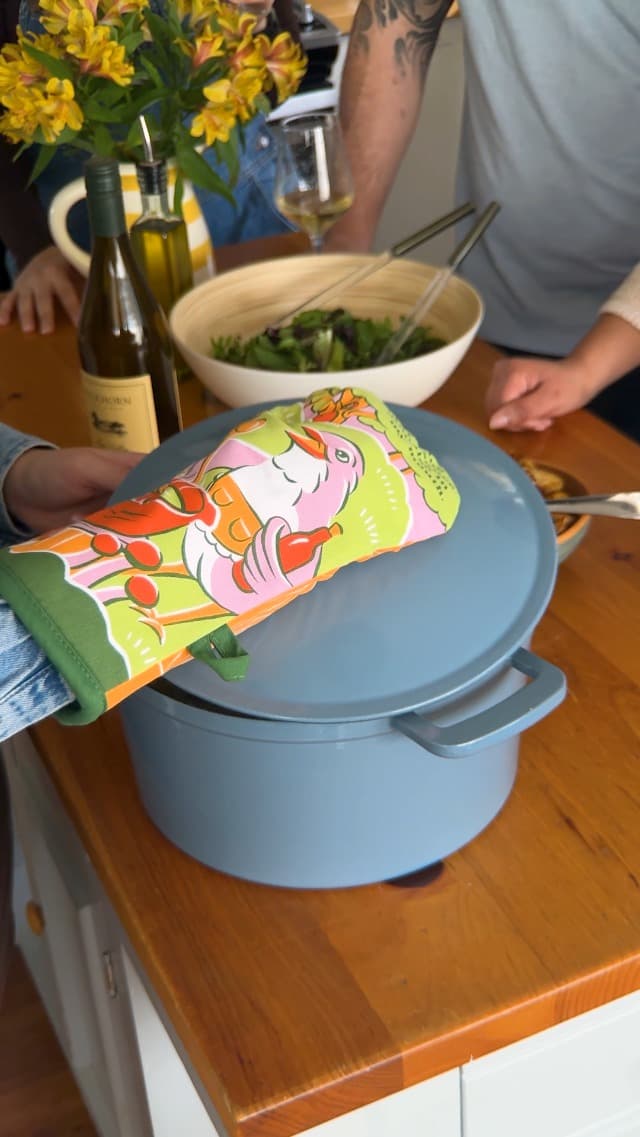 Cute Oven Mitts with unique artwork, Super-Insulatted Quilting, Easy care maintenance, Kitchen gifts for women and home cooks Blue Q Oven Mitts - Cute Kitchen Accessories & Kitchen Gifts - The Secret B07M6K14GG