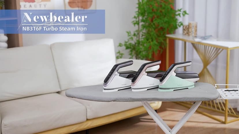 Newbealer Steam Generator Iron, 1500W Turbo Steamer for Clothes, 2 Bar Pressure Clothes Iron, 4 Steam & 4 Dry Heat Modes, Fast Heat-Up, 350ml Detachable Tank, Auto-Off, Self-Cleaning (Gold)