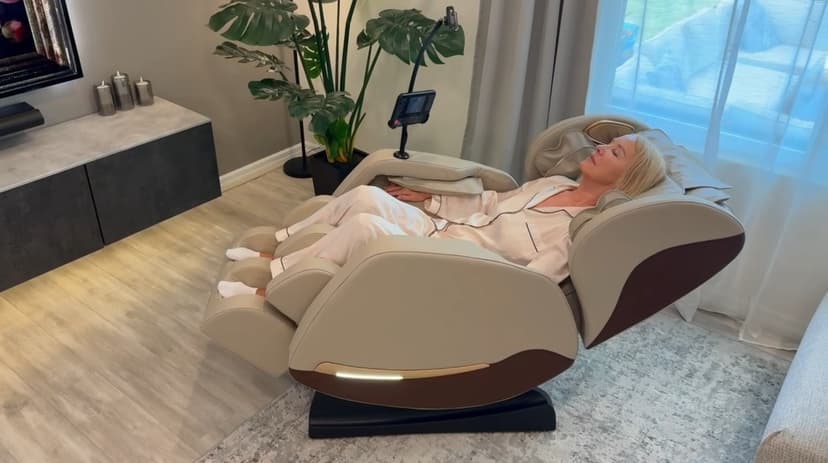 2026 Massage Chair, Massage Chairs Full Body and Recliner with 10 Fixed Points, Zero Gravity, Wood Grain Leather, Foot Massage, Airbags, Lumbar Heating, Bluetooth and Control Screen (Ivory White)