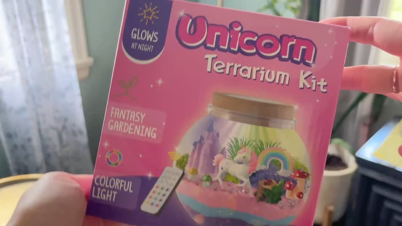 Unicorn Light-Up Terrarium Kit for Kids - LED Night Light Birthday Gift for Girls Ages 4 5 6 7 8-12 Year Old - Unicorn Toys for Girls - DIY Arts and Crafts Kit for Kids