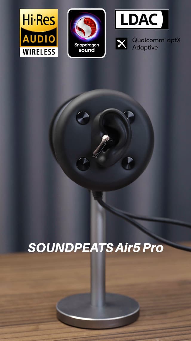 SoundPEATS Air5 Pro Hi-Res Wireless Earbuds, LDAC & aptX Lossless, Audiophile-Grade Sound with Wide Soundstage, 37H Playtime, Bluetooth 5.4, IPX5 Waterproof, Multipoint Connection