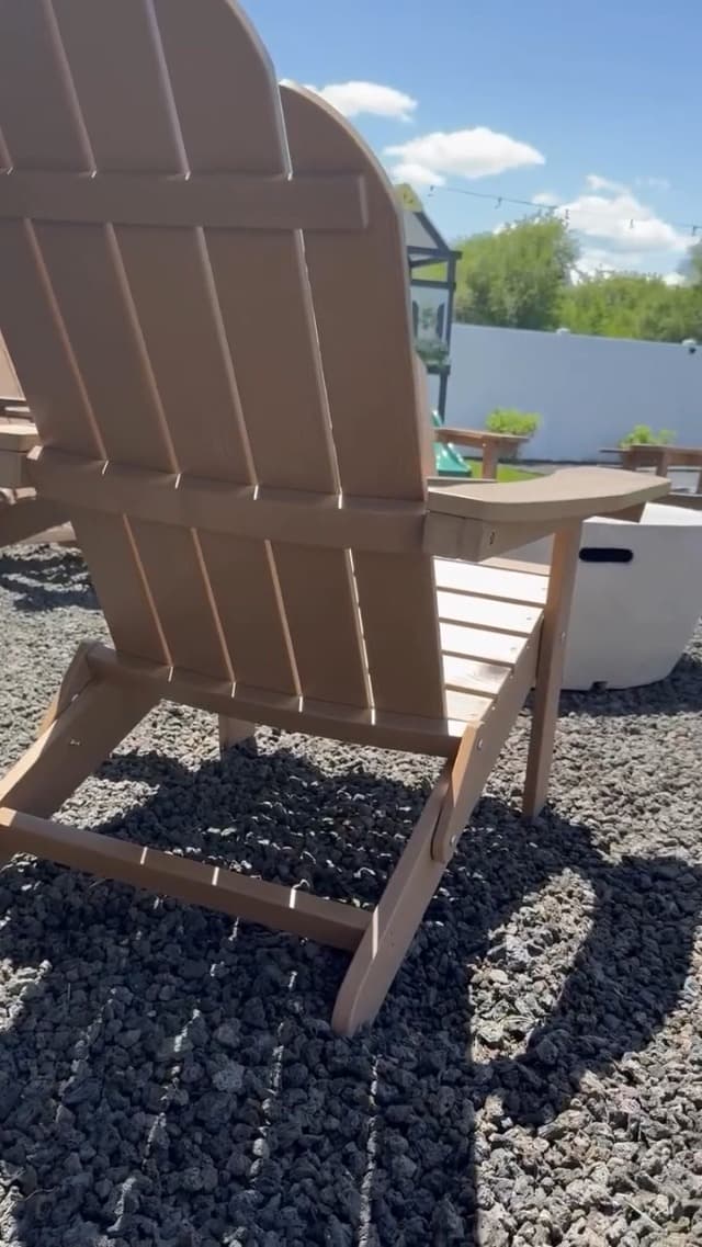 LUE BONA Folding Adirondack Chair Set of 4, Black HDPS Fire Pit Patio Chairs Weather Resistant, Modern Plastic Outdoor Chairs with Cup Holder