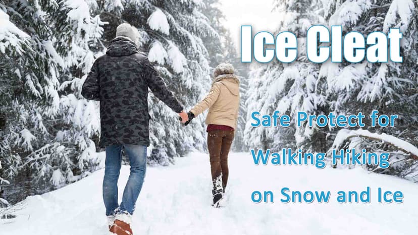 JSHANMEI Ice Cleats, Crampons Snow Traction Ice Cleats for Shoes and Boots Women Men, Non Slip Grippers Spikes for Shoes with Straps, Slip-on Rubber Overshoe Stretch Footwear for Winter Walking Hiking Fishing