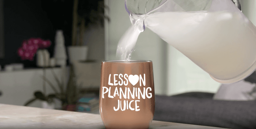 KLUBI Teacher Birthday Gifts for Women - Lesson Planning Juice Wine Tumbler 12oz with Lid and Straw - College Graduation Gifts for Teachers, Student Teacher Congratulations, Cute New Teacher's Gift