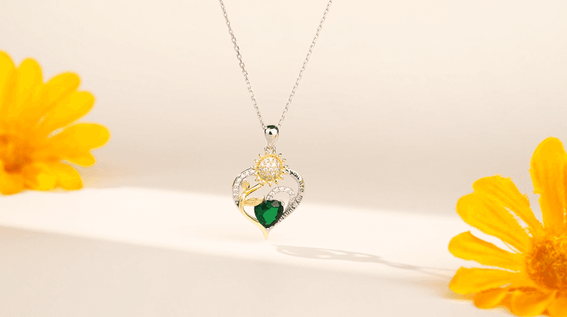 Iefil Christmas Gifts for Women Wife Mom - Sunflower Birthstone Necklace for Women, Anniversary Birthday Gifts 925 Sterling Silver Heart Pendant You Are My Sunshine Jewelry for Girlfriend Mom Daughter