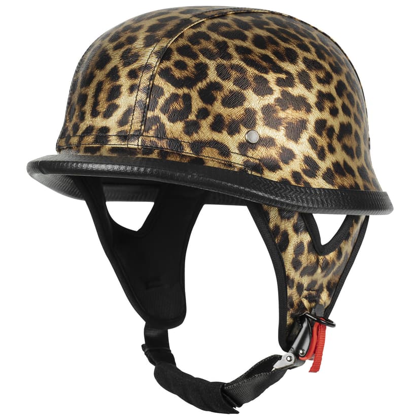 Vintage German Leather Motorcycle Half Helmet for Men Women - DOT Approved Open Face Helmets, Retro Biker Helmet for Cruiser, Chopper, Scooter