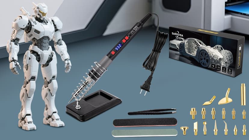 21-in-1 3D Printer Smoothing Tool Kit, 80W LCD Digital Adjustable Temperature Soldering Welding Iron Kit with Insert Brass Heatset Nuts & Soldering Tips, Fast Heating 3D Printing Modify Finishing Tool
