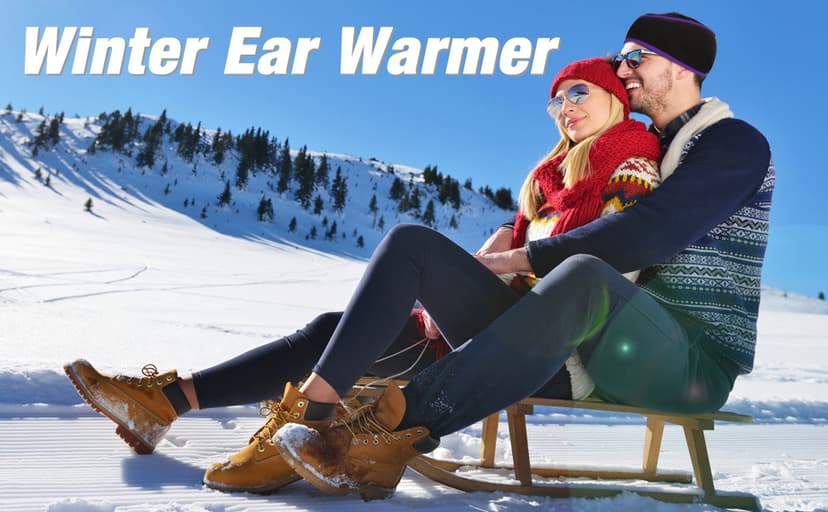 Komake Ear Warmers Headband, Fleece Earmuffs Running Headband Winter Ear Covers Moisture Wicking Ski Sport Headband for Men & Women (19.2 inches, One Size, Cycling)