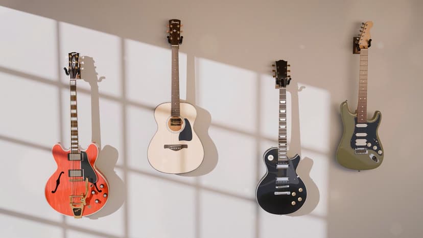 ClefArc Guitar Wall Mount 2 Pack - U-Shape Guitar Wall Hangers, Guitar Stand Wall, Black Walnut Guitar Hanger, Pick Holder, Gifts for Guitarists, with 6 Assorted Guitar Picks