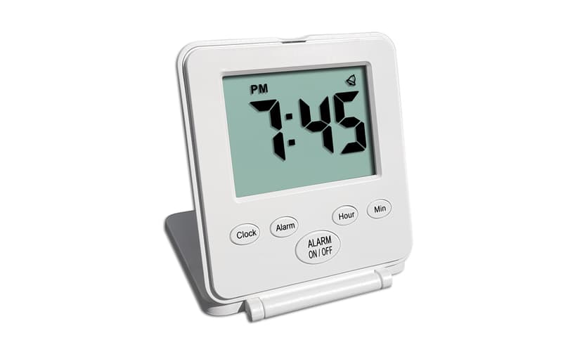 Digital Travel Alarm Clock - No Bells, No Whistles, Simple Basic Operation, Loud Alarm, Snooze, Small and Light, ON/Off Switch, 2 AAA Battery Powered, Black