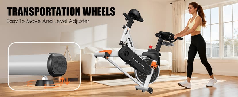 POOBOO Magnetic Exercise Bike, Quiet Stationary Bike with App and 350lbs Weight Capacity, Indoor Cycling Bike with LCD Monitor and Tablet Holder, Heavy Duty Workout Bike for Home Gym Weight Loss Fitness Bike, Adjustable Magnetic Resistance Silent Belt Driver,