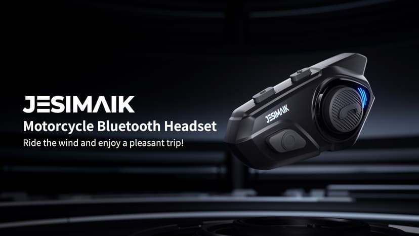 JESIMAIK Motorcycle Helmet Bluetooth Headset, 10 Way 2KM Helmet Communication System, Multitasking Audio Motorcycle Intercom, 2 Mics&40mm Speaker (2 Pack)