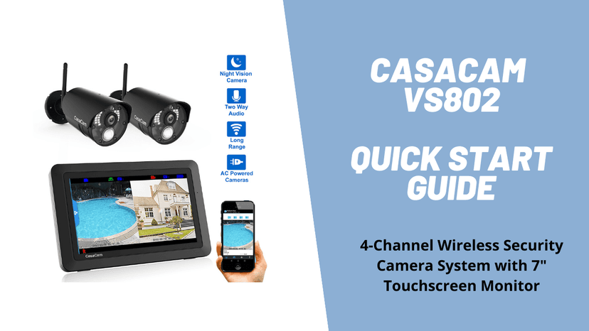 CasaCam Wireless Security Camera System | 7" Touchscreen Monitor and 2 720p Cameras | AC Powered, No Monthly Fees, Two-Way Audio, Free APP, Micro SD Card and Battery Installed, GuardianCam Air VS802