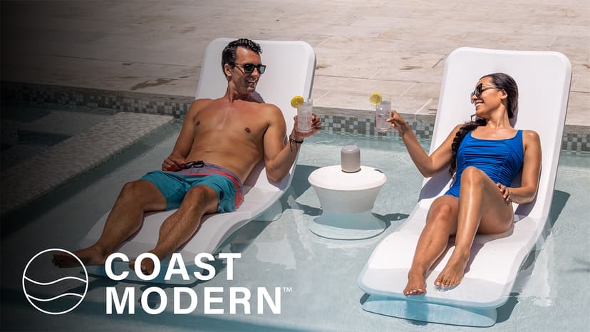 GoSports Coast Modern in Pool Lounge Chair - Waterproof & Weighted Chaise Lounger - Outdoor Pool Furniture for Patio or in Baja Shelf