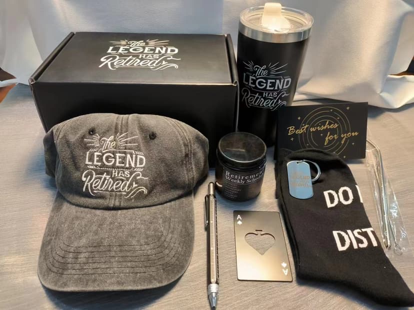 Kolewo4ever 9 Pcs Retirement Gifts for Men Christmas Gifts for Men 2025 Happy Retirement Gift for Coworker,Teachers,Dad,Grandpa Best Retire Gift Box with Insulated Tumbler Baseball Cap Socks